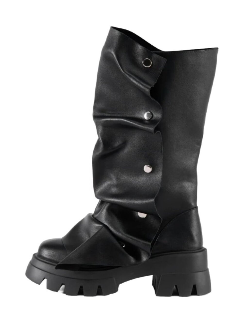 Women's Platform Slouchy Fold Over Boots Mid Calf Block Heel Round Toe Western